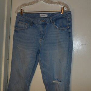 Zara Woman Light Wash Distressed Midrise Jeans Sz 12